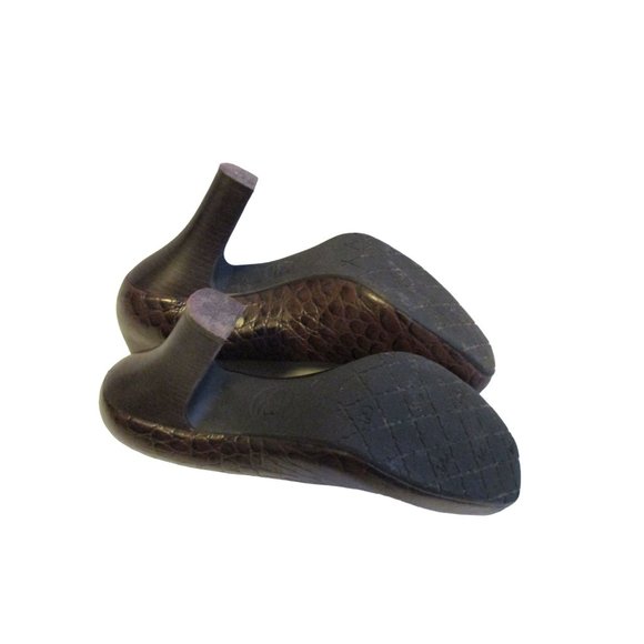 *Gianni Bini Brown Patent Croc Squared Toe Pumps - Picture 7 of 8